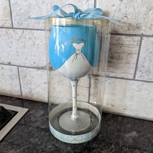 Mudpie Hand Painted Bride Wine Glass
